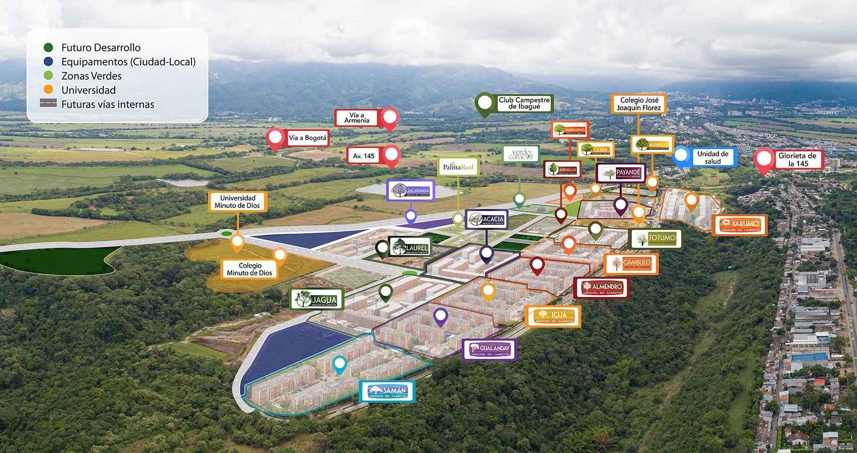 Mapa aéreo Macroproyecto arboleda campestre
