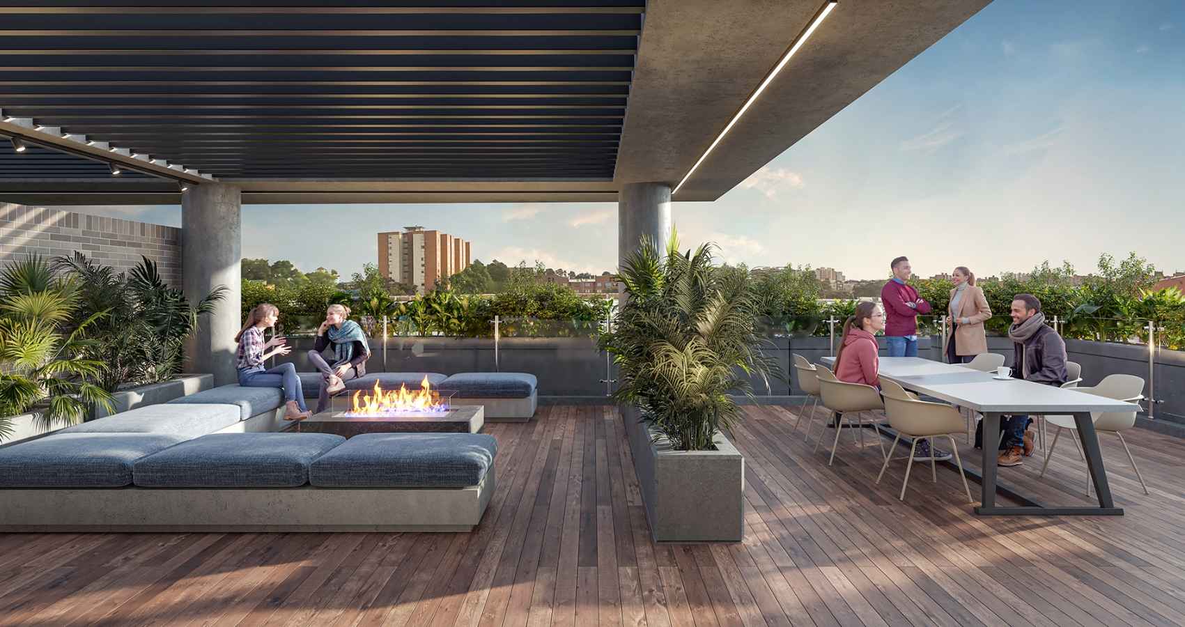 Zona de Chimeneas del proyecto 80 deck living