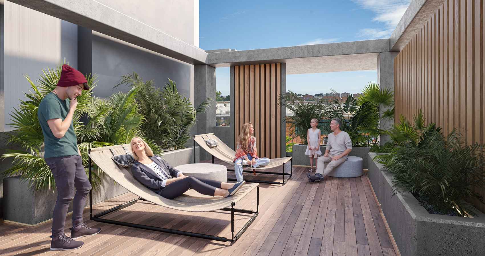 Zona de Hamacas del proyecto 80 deck living