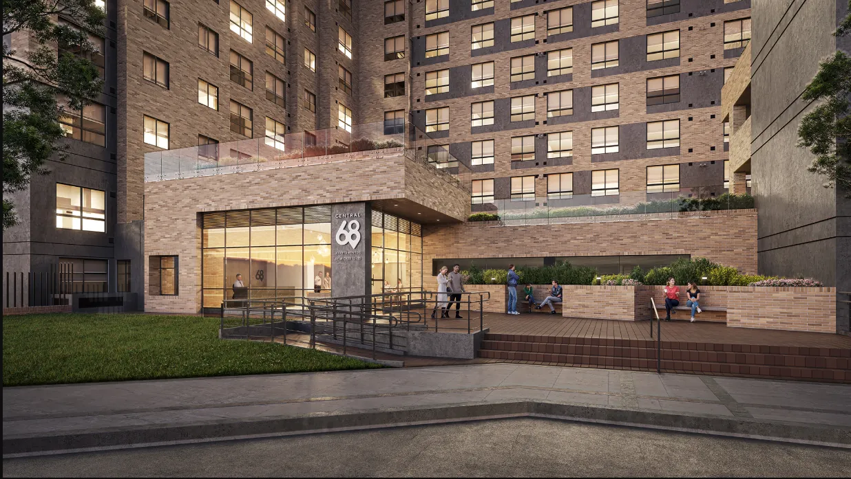 Portería del proyecto Central 68 en Bogotá