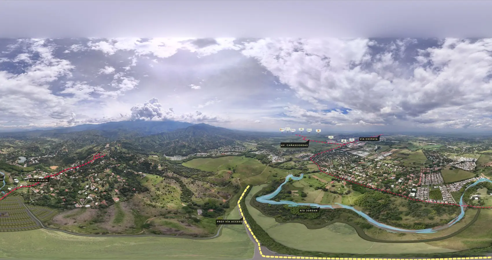 Foto aérea 360 del proyecto Mirabosque