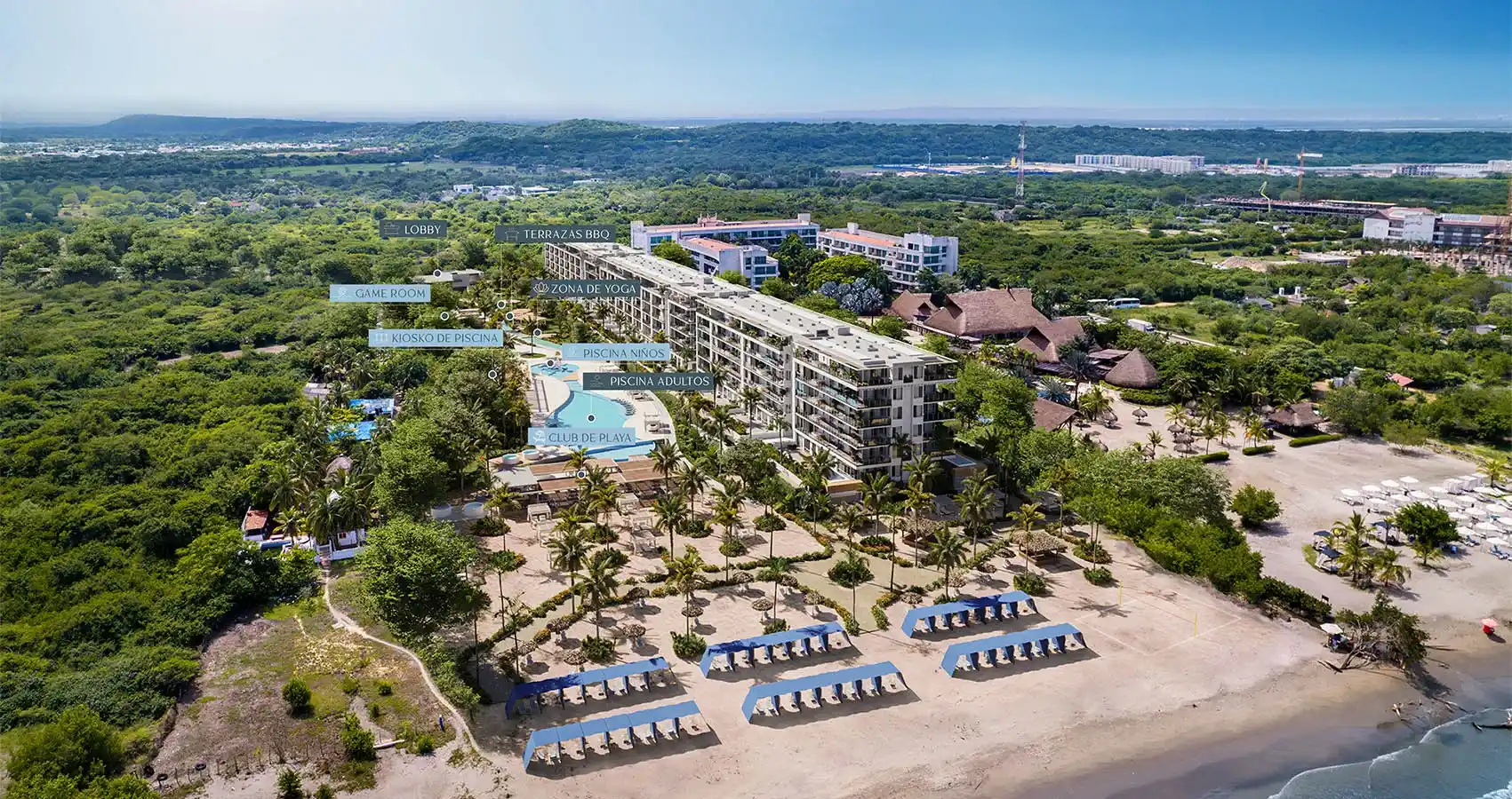 Foto aérea de la playa del proyecto ísola Praia 