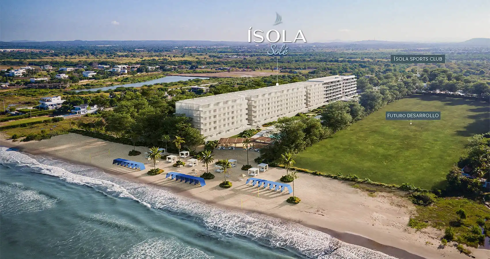 Foto aérea playa del proyecto Ísola Solé 