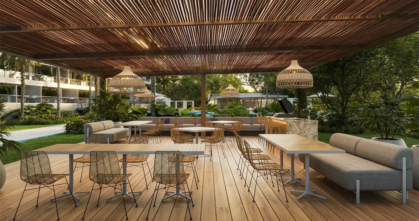 Zona BBQ del proyecto Ísola Solé 