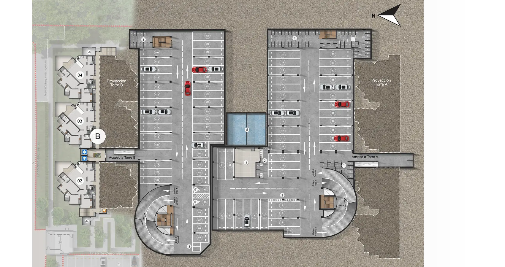 Planta sótano piso 1 del Proyecto Zenda