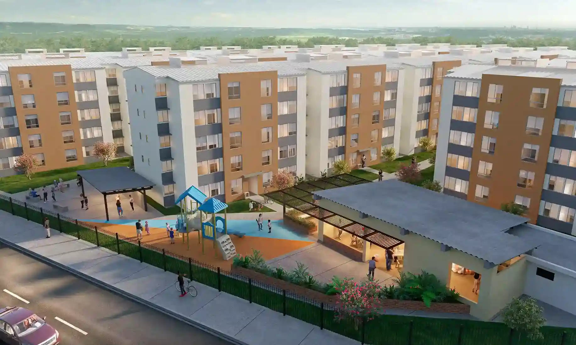 Imagen exterior aerea del proyecto Casas de portobelo