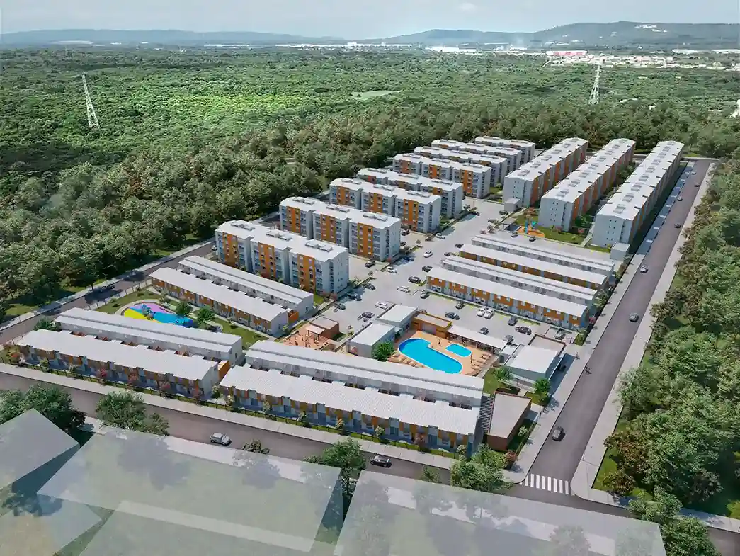 Imagen exterior render del proyecto Casas de portobelo