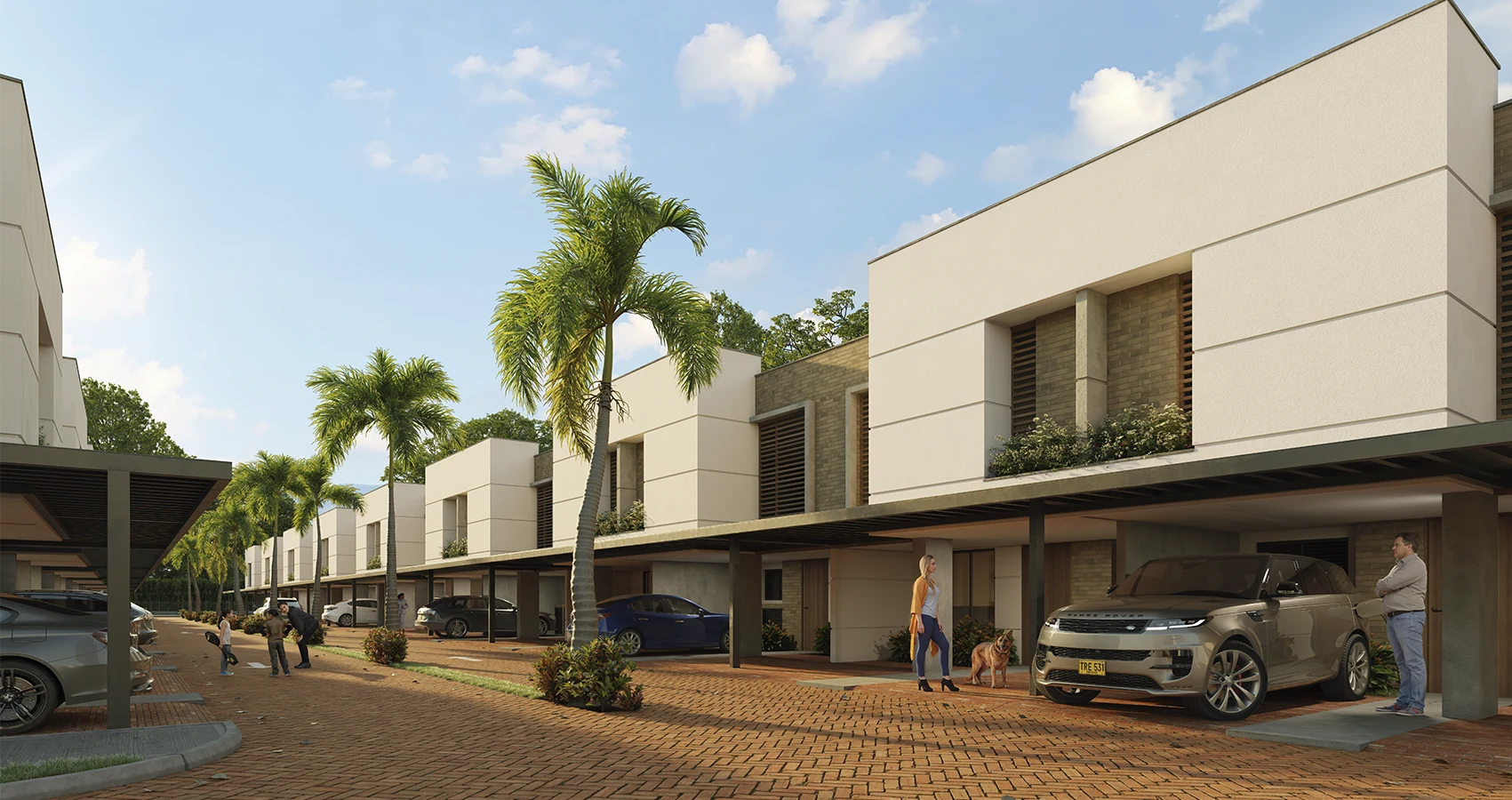 Fachada casas del proyecto teca vivero parque residencial