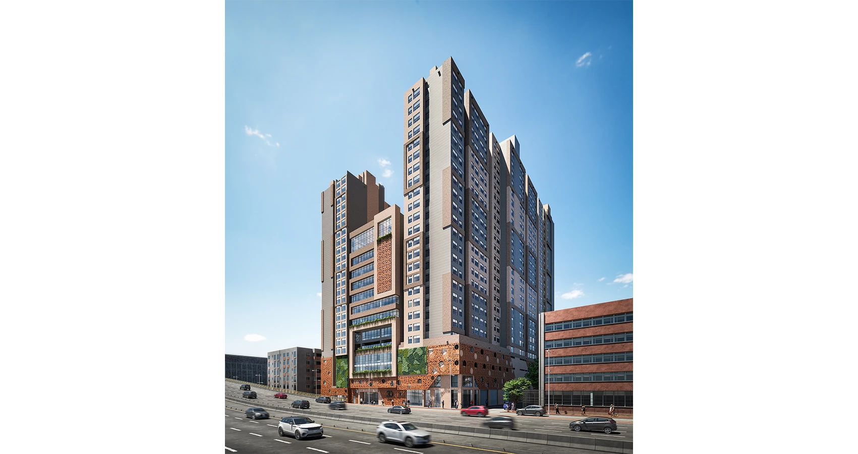 Exterior fachada de Urbana 30, Bogotá, diseñado por Constructora Bolívar.