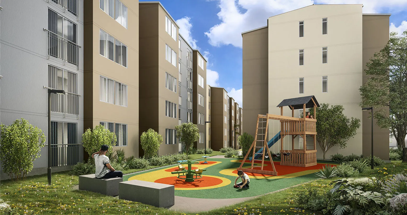 Juegos infantiles del proyecto Verde Caracolí