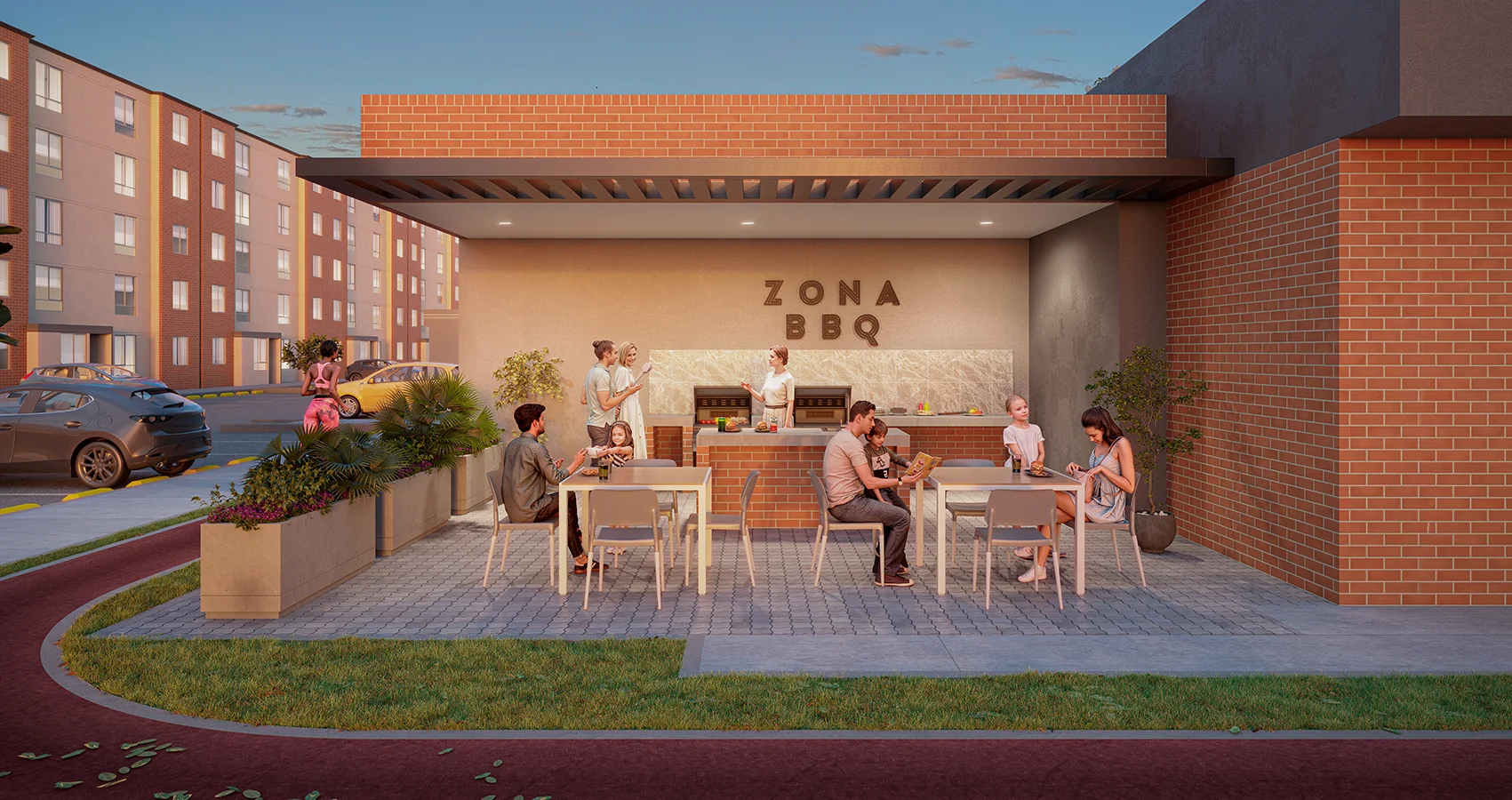 Imagen de zona bbq del Proyecto Gerona