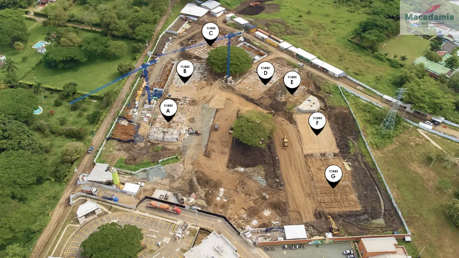 Foto del proyecto en avance de obra Macadamia Junio de 2025