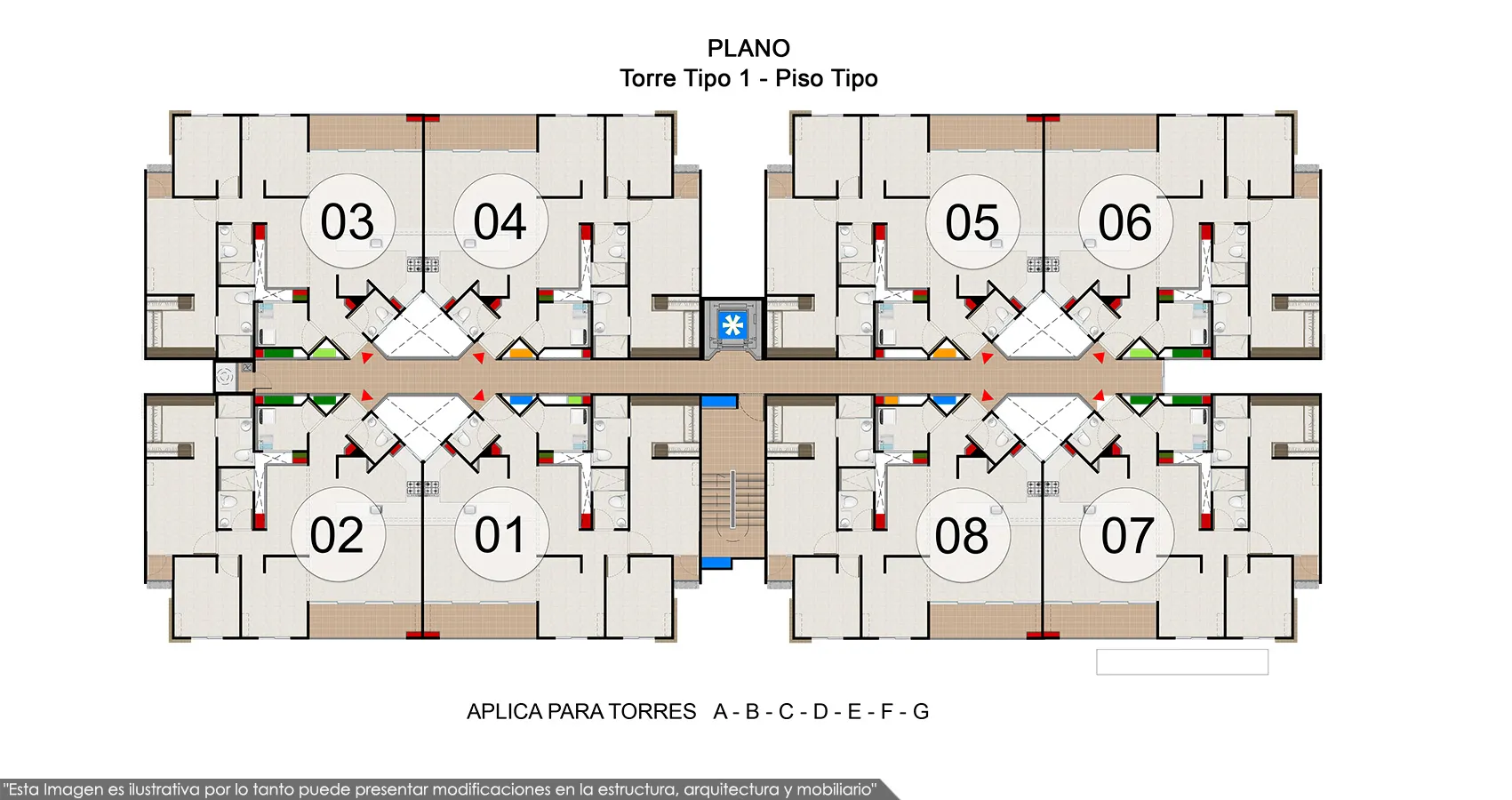 Plano Torre solé apartamentos jamundi Constructora Bolívar Valle del Cauca