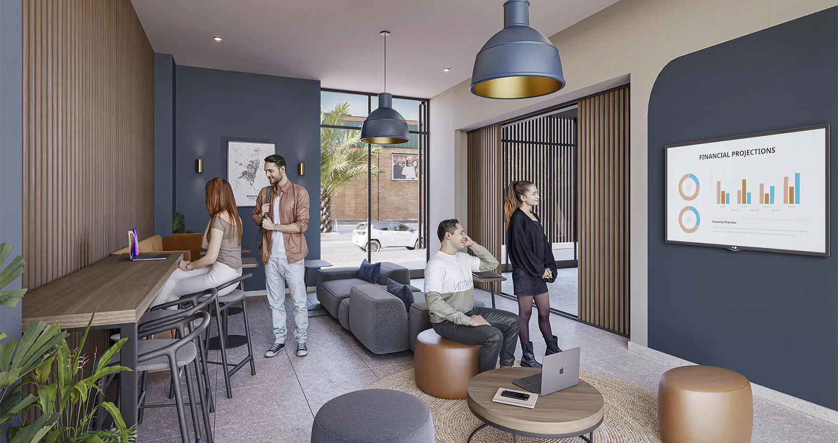 Coworking del proyecto 80 deck living