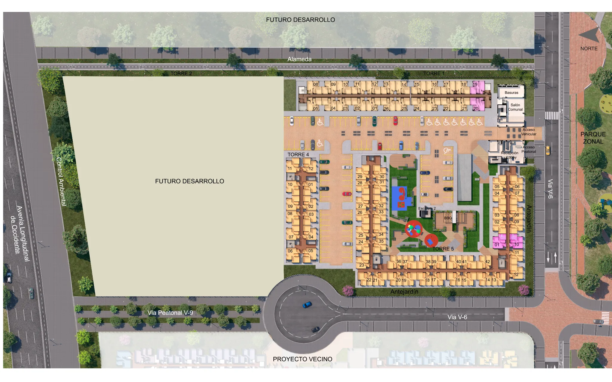 Planta urbana del proyecto Rosa Amatista en Bogotá.
