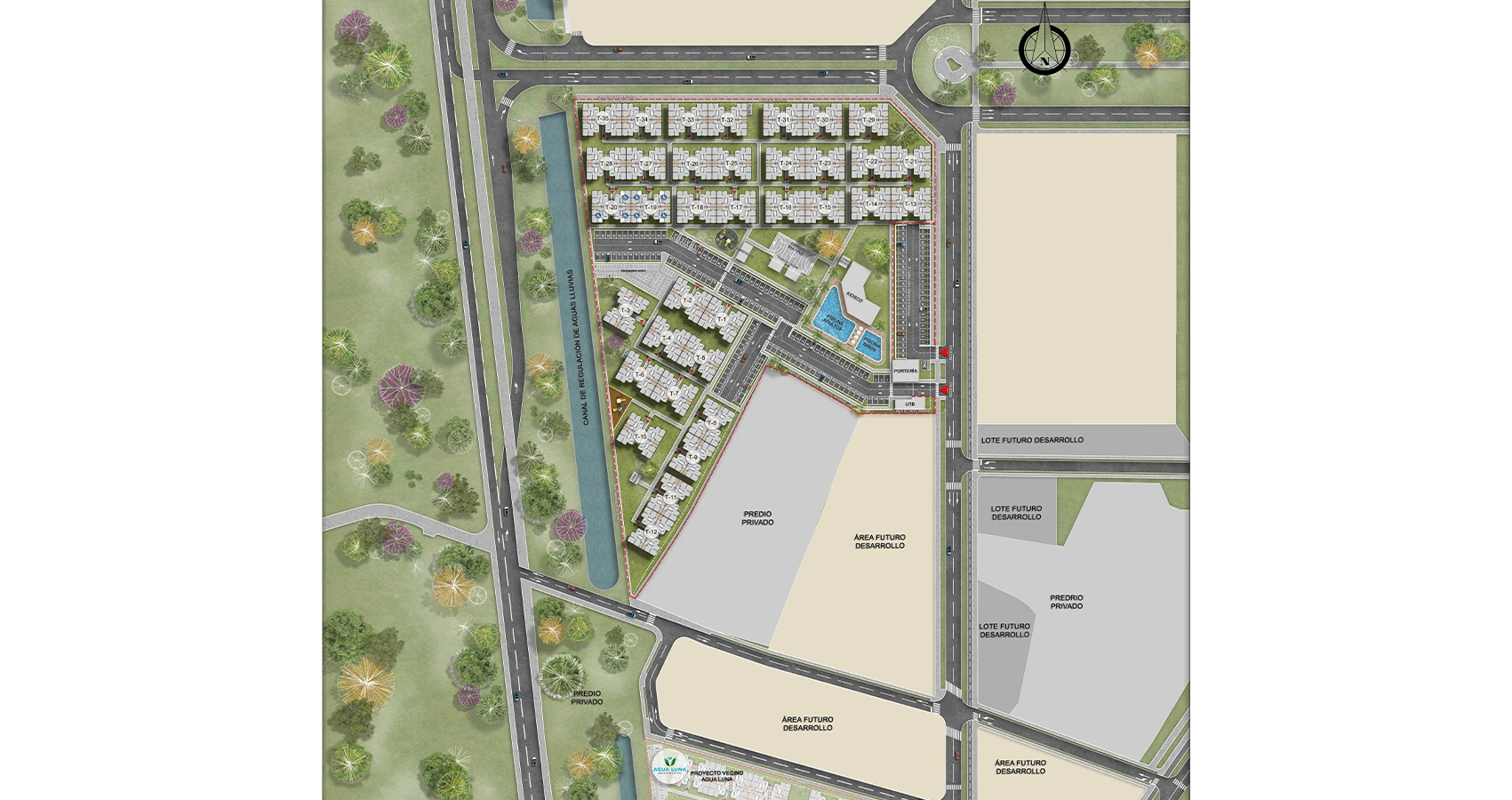 Plano de la planta urbana del Parque Dulce en el proyecto Serranía, Cali.