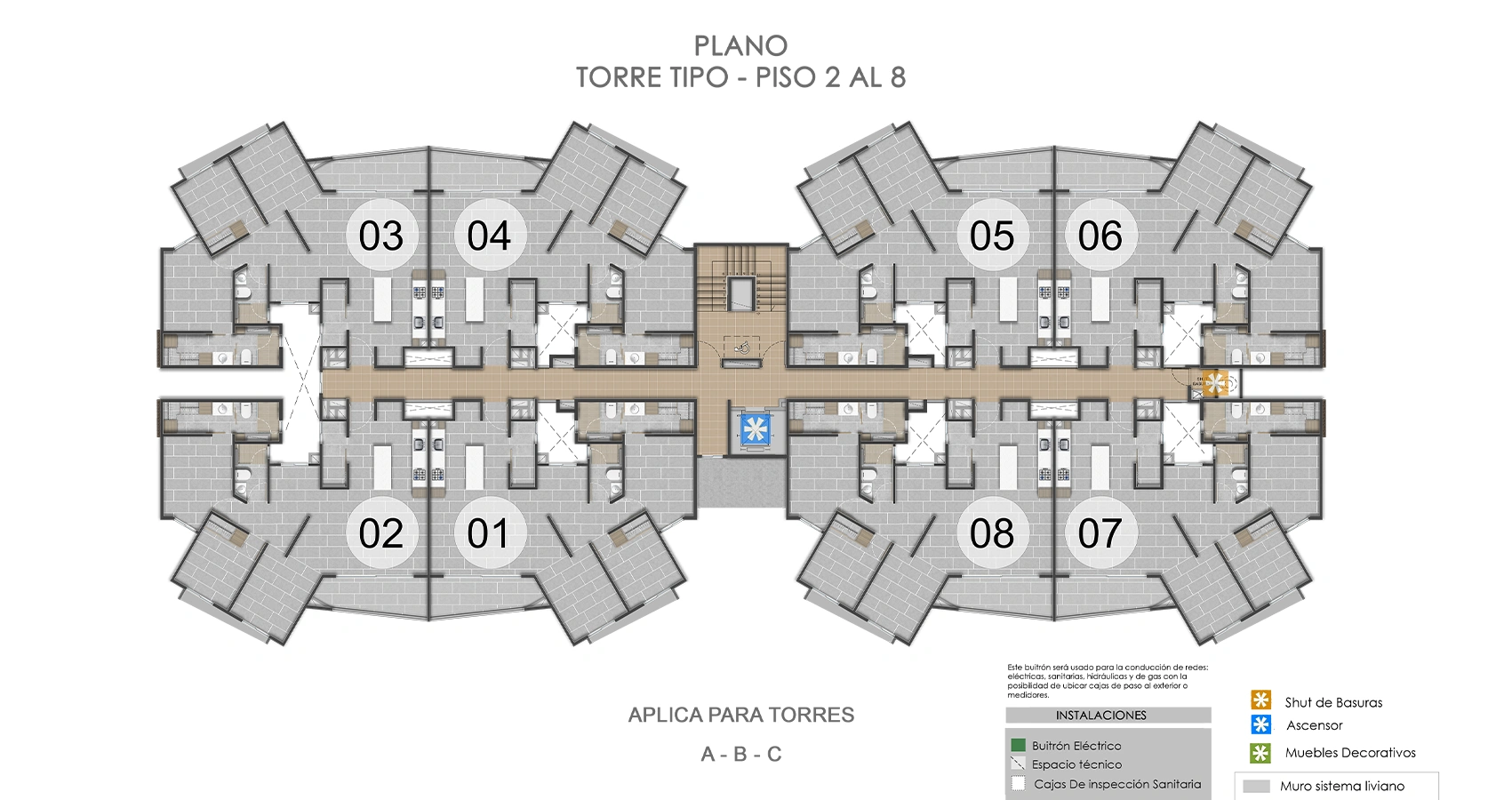 Plano torre piso 2 al 8