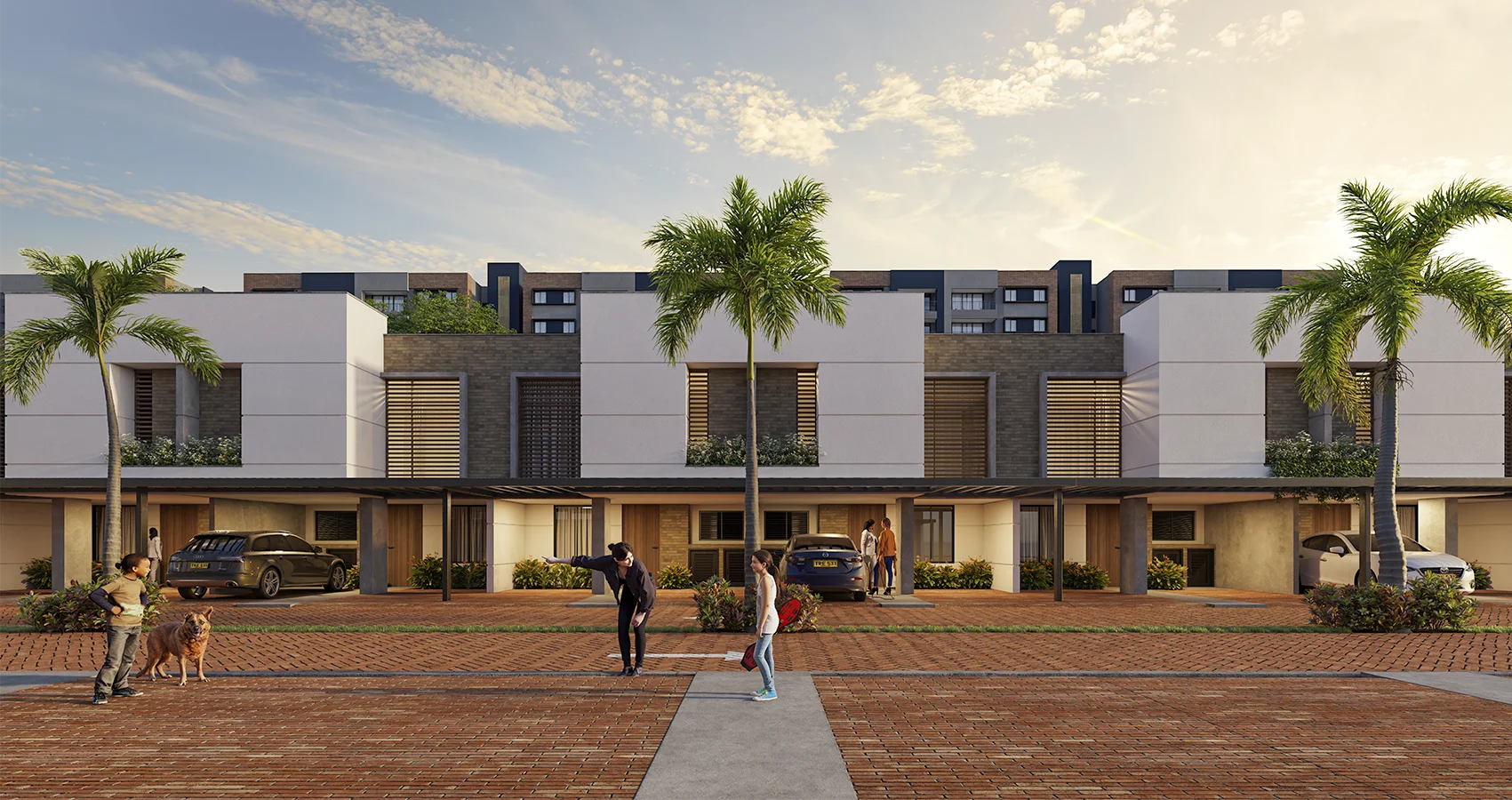 Fachada de las casas del proyecto Teca