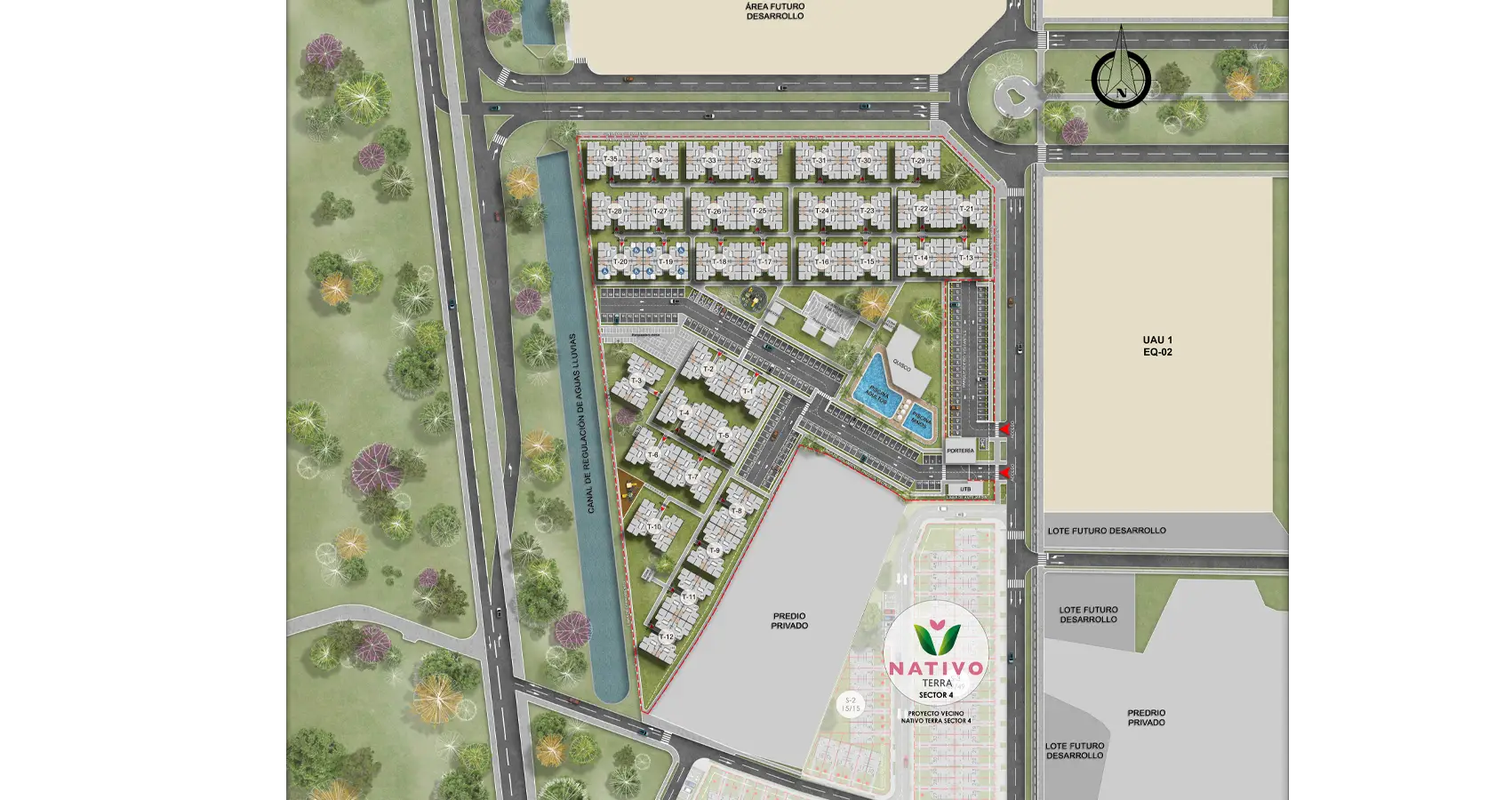 Plano de la planta urbana del Parque Dulce en el proyecto Serranía, Cali.