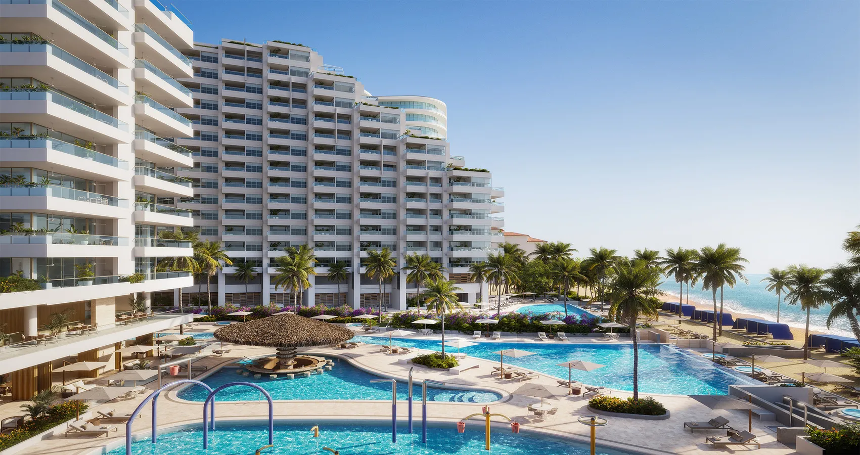 Piscina del proyecto Marawa vista Mare