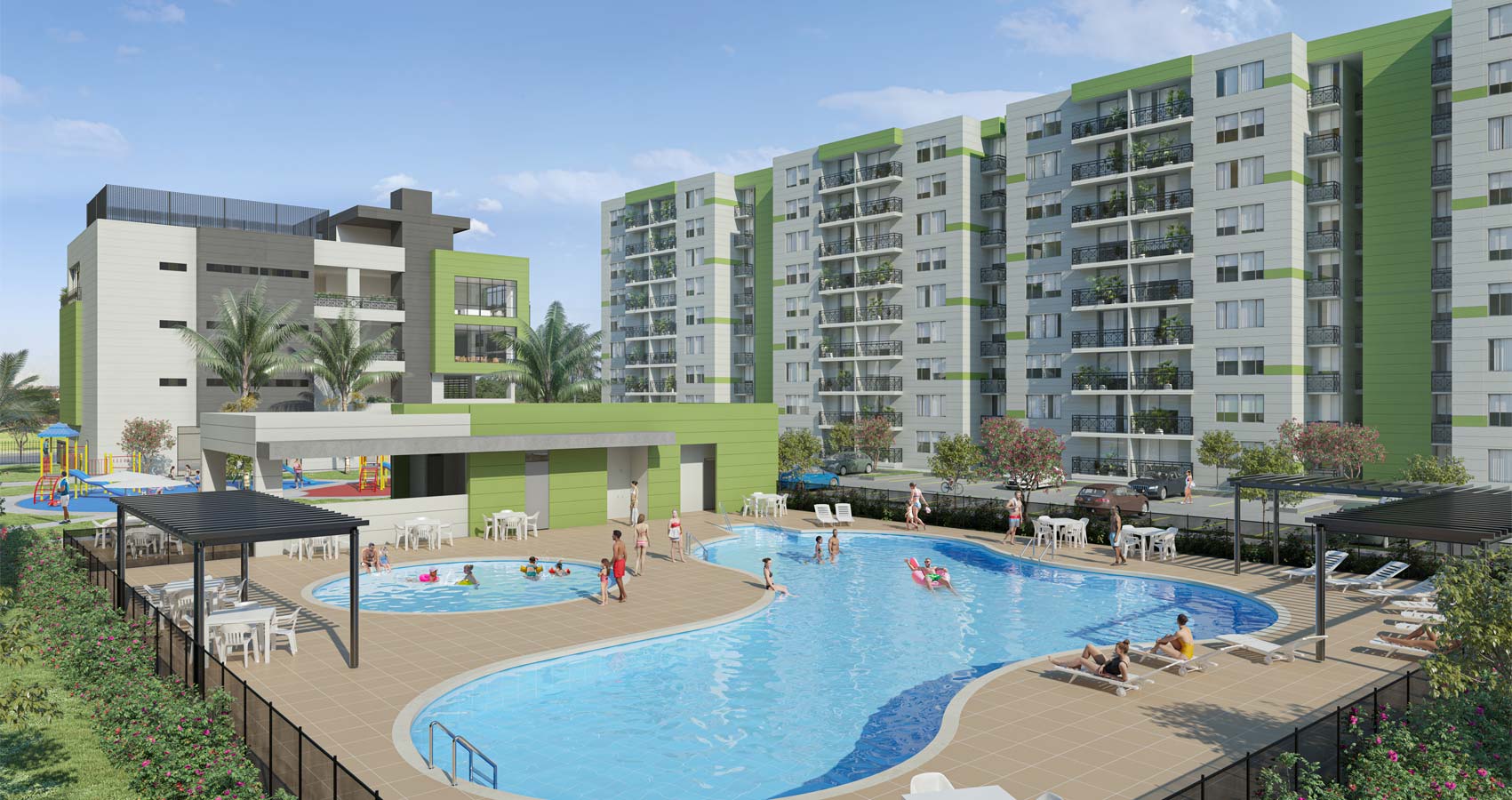 piscinas  Flora Proyecto de vivienda en Santa Marta, constructora Bolívar 