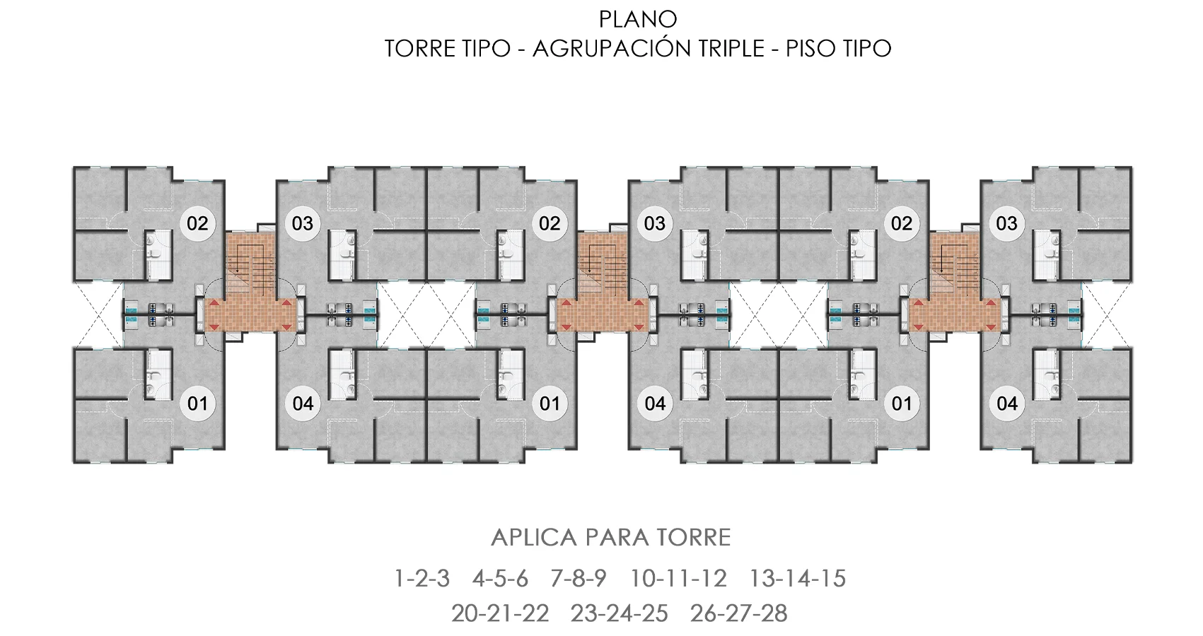 Torre tipo apto Proyecto Miraluna