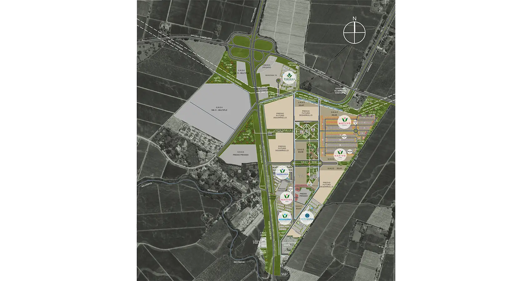 Plano de la planta urbana del Parque Dulce en el proyecto Serranía, Cali.