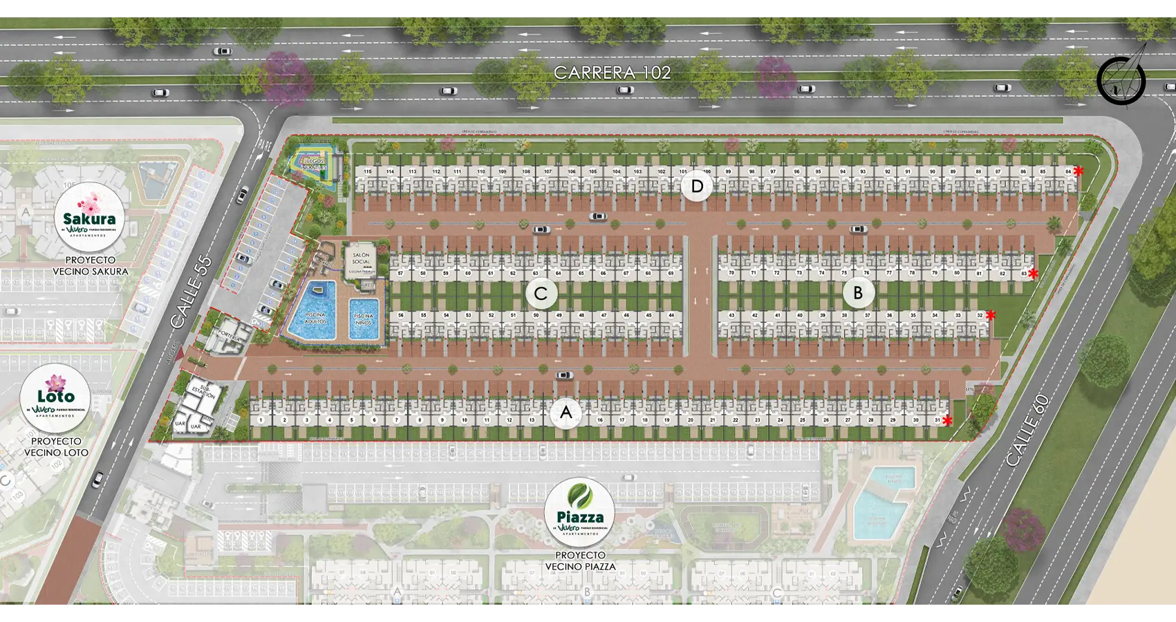 Planta urbana del proyecto Teca
