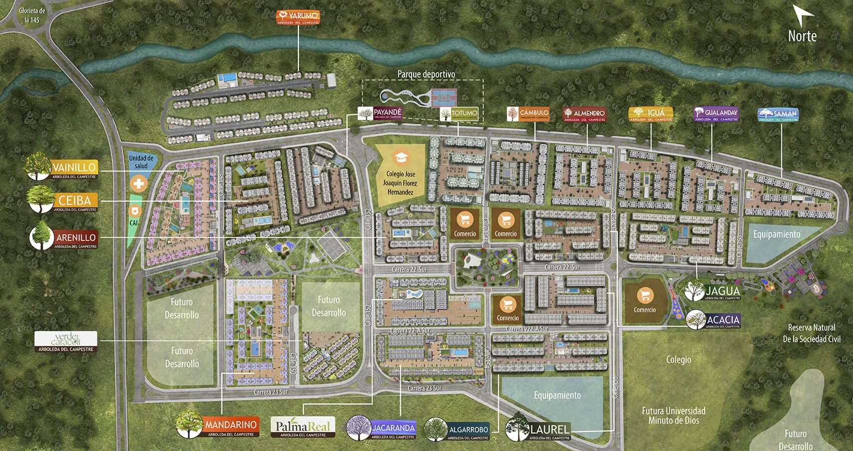 Planta urbana del proyecto Arboleda campestre