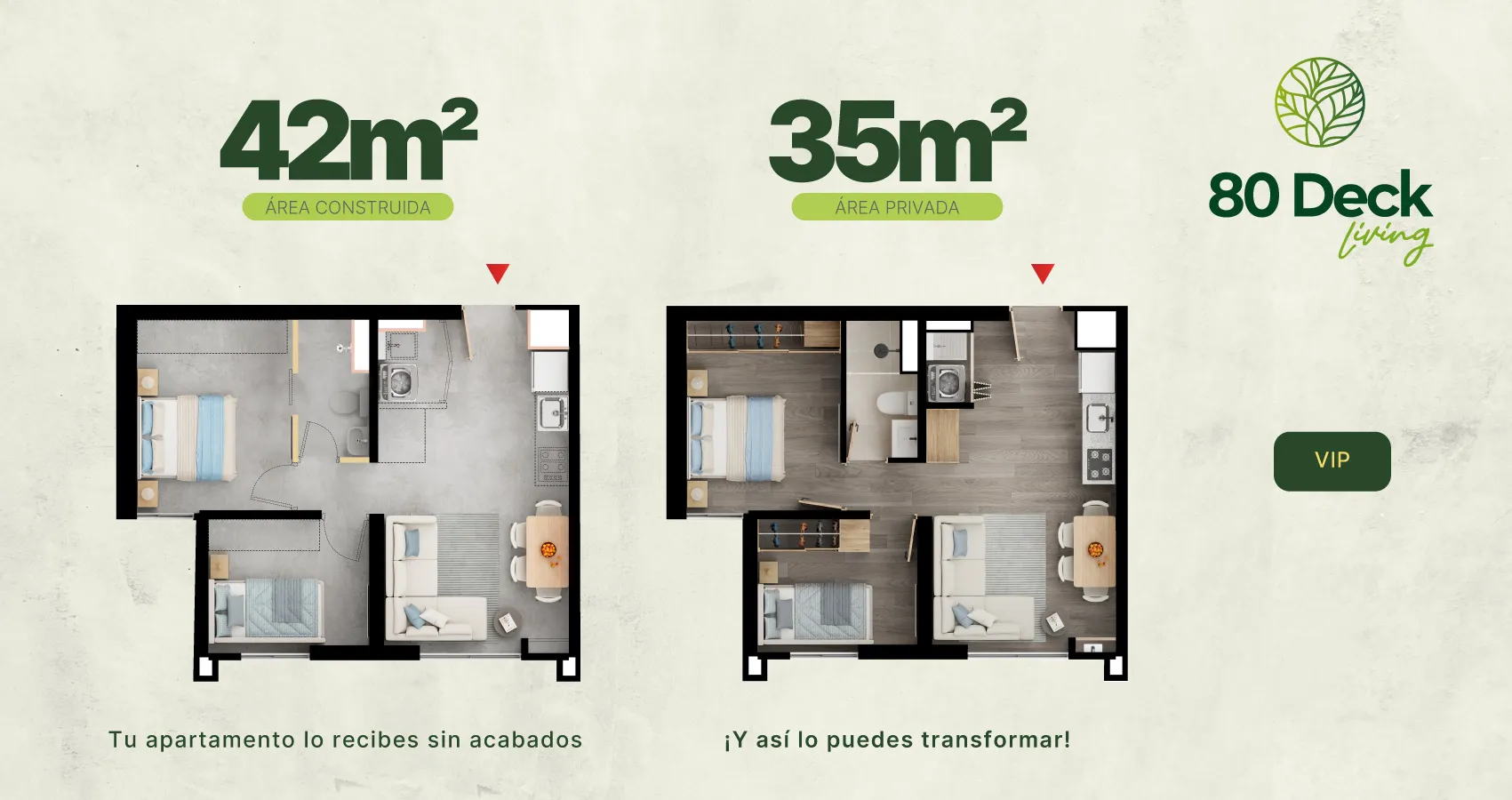 Apartamento tipo 42 del proyecto 80 Deck Living 