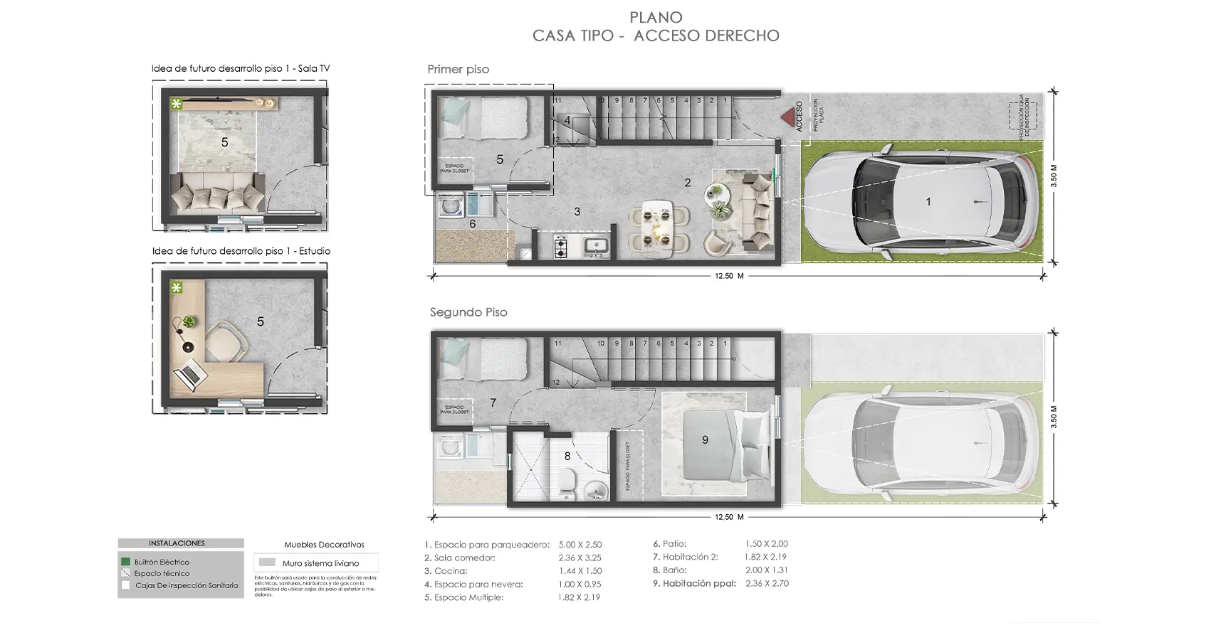 Planta de la casa tipo 40 del Proyecto verde