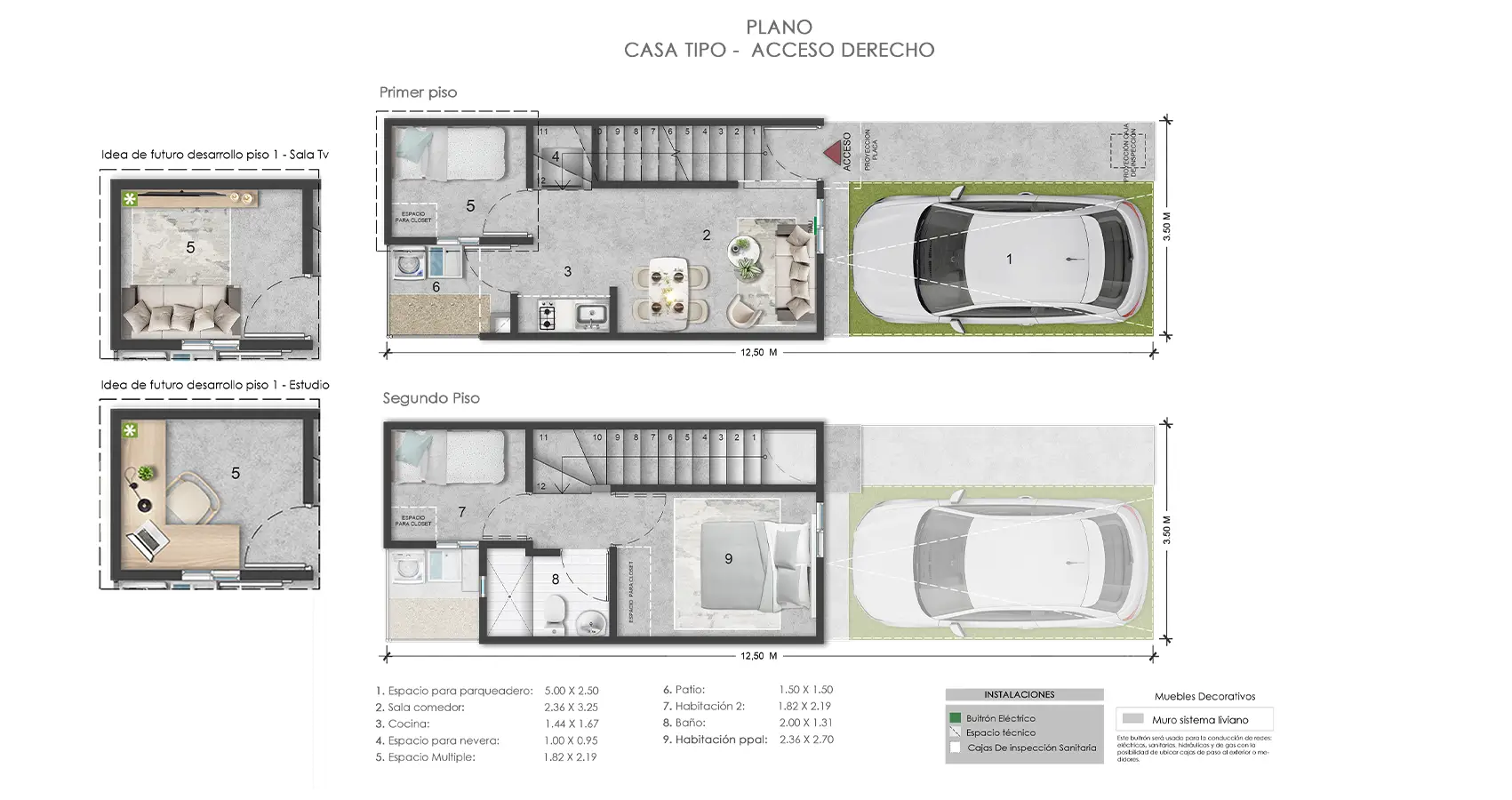 Planta de la casa tipo 40 del Proyecto verde