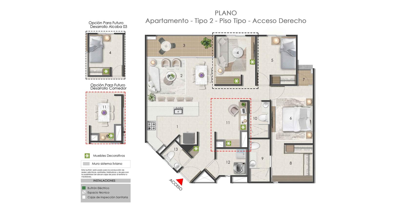 Tipología apartamento Sole T1