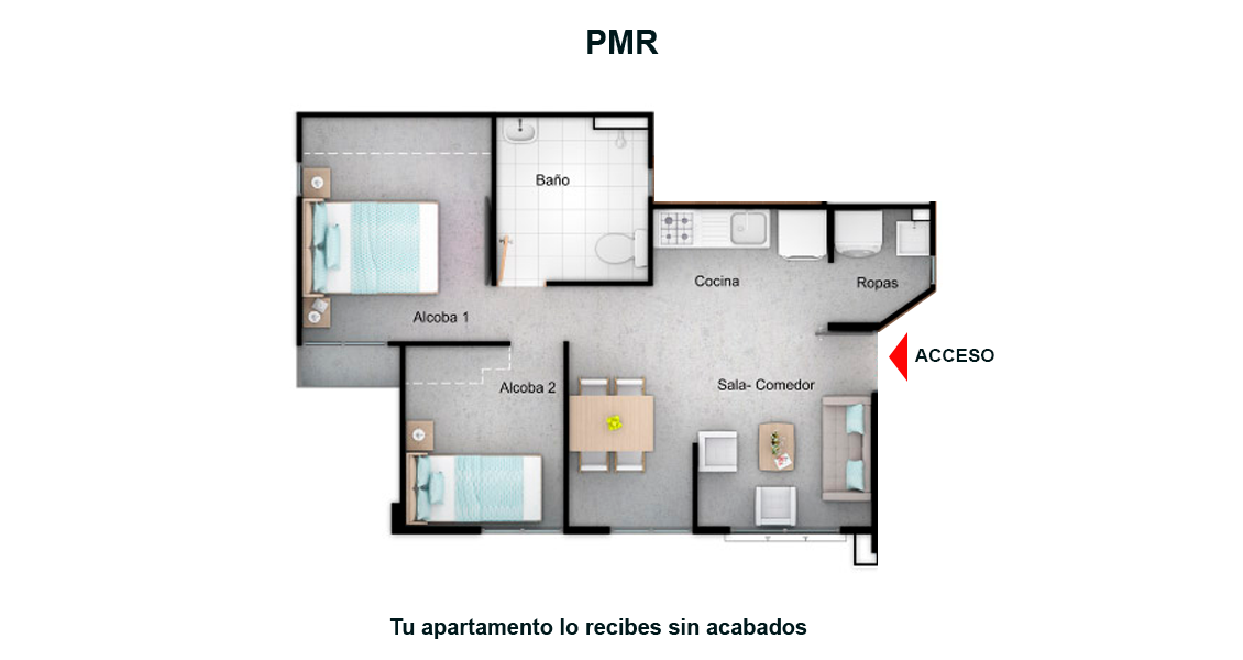 Planta apartamento Girasoles Soledad Atlántico