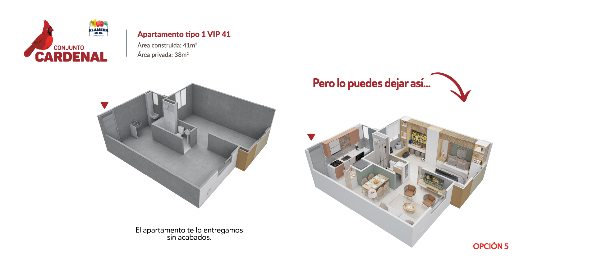 Axonometría apto tipo 41 del Proyecto Cardenal en Barranquilla