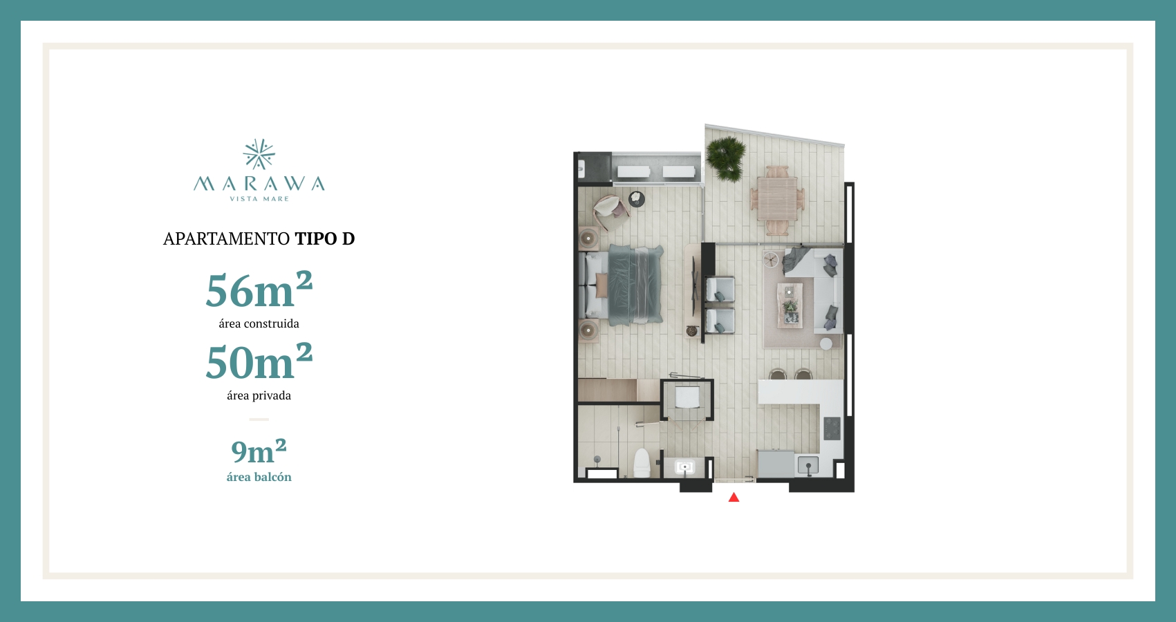 Apartamento tipo D del proyecto Marawa vista Mare