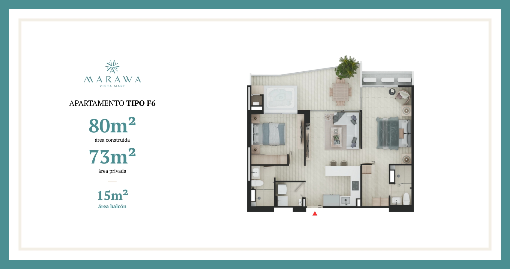 Apartamento tipo f6 del proyecto Marawa vista Mare