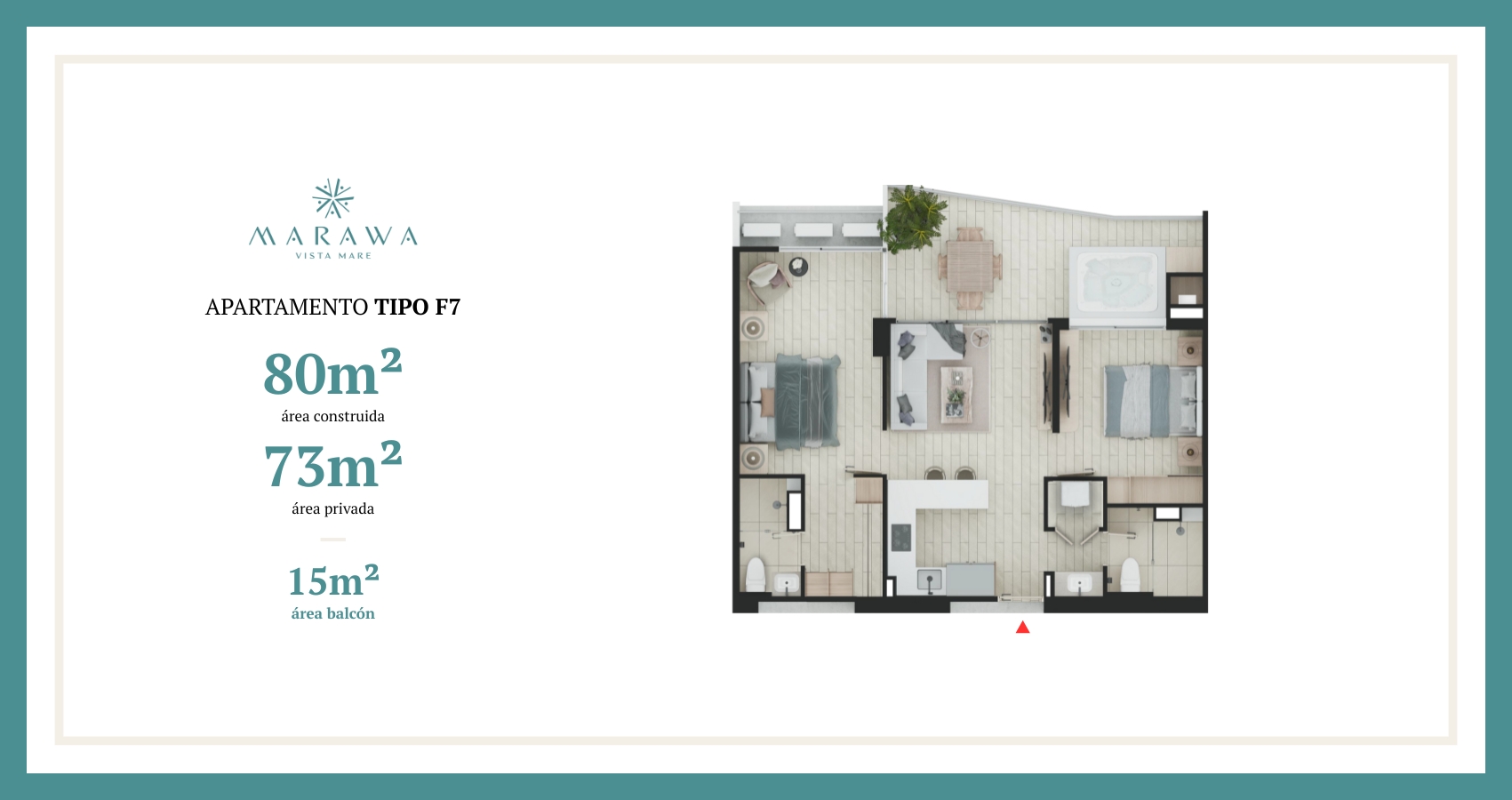 Apartamento tipo f7 del proyecto Marawa vista Mare