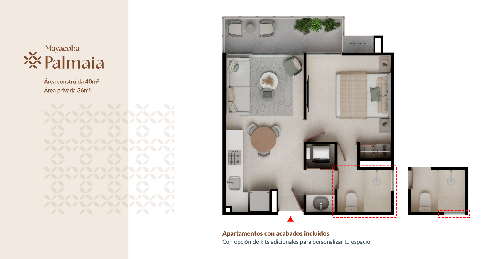 Apartamento tipo 40 del proyecto Palmaia
