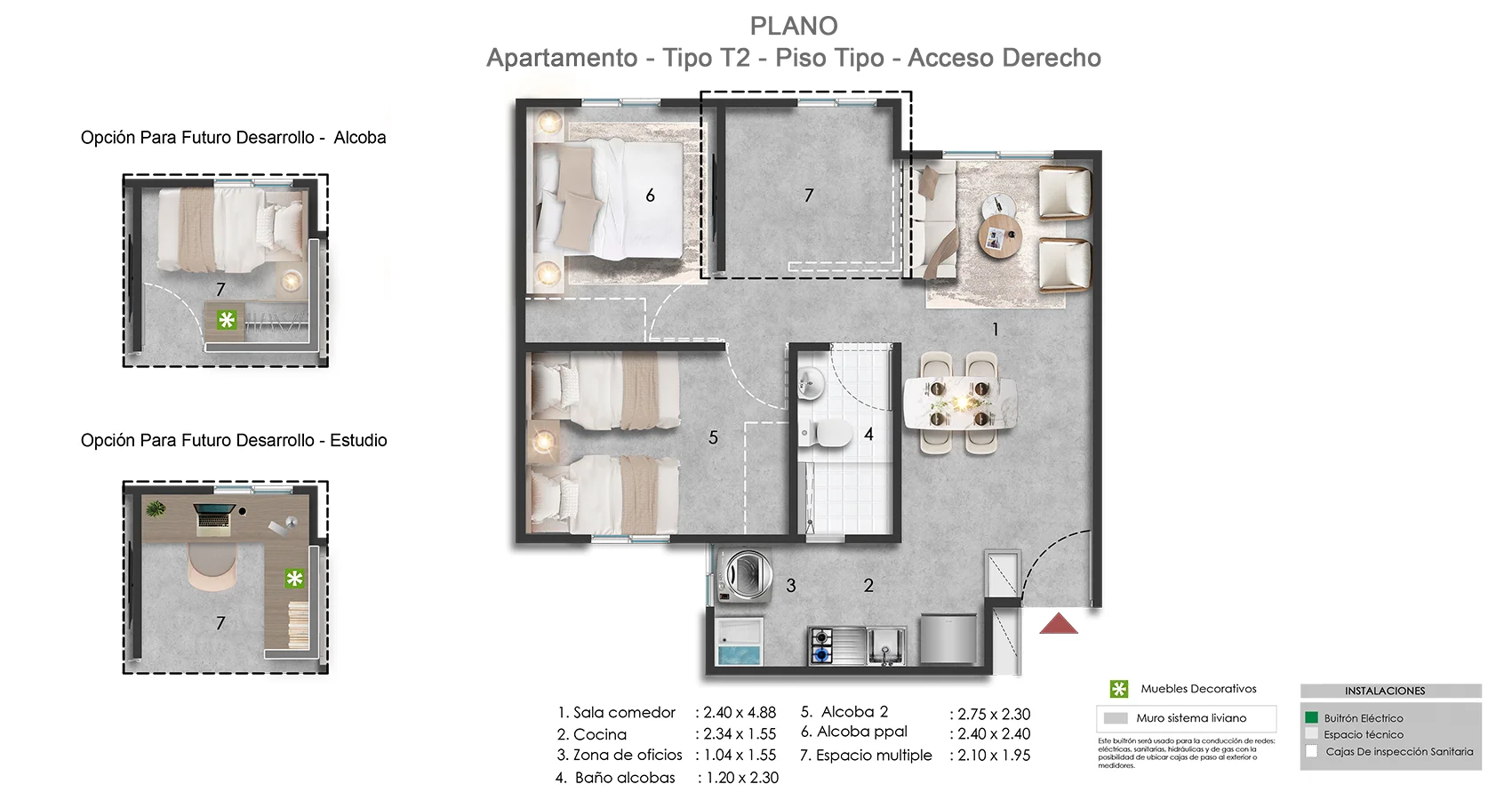 Apto tipo 45 proyecto Miraluna