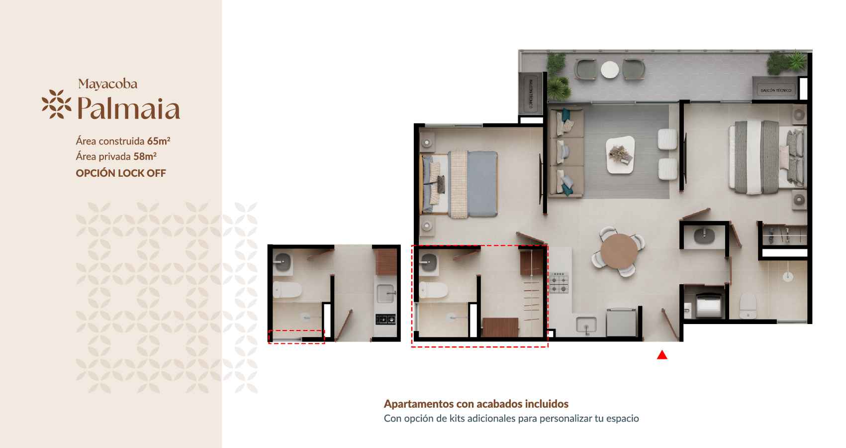 Apartamento tipo 65 del proyecto Palmaia