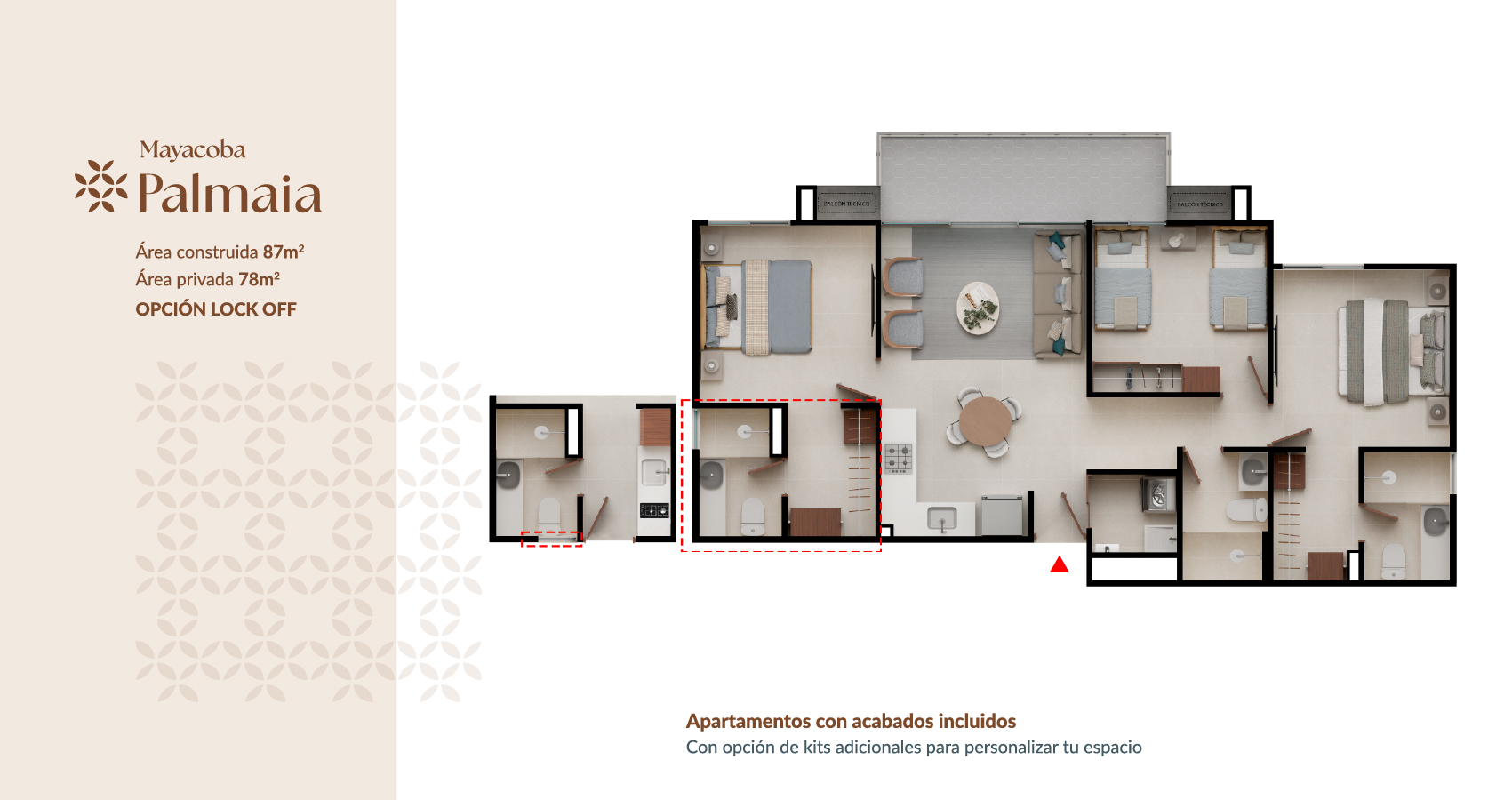 Apartamento tipo 87 del proyecto Palmaia
