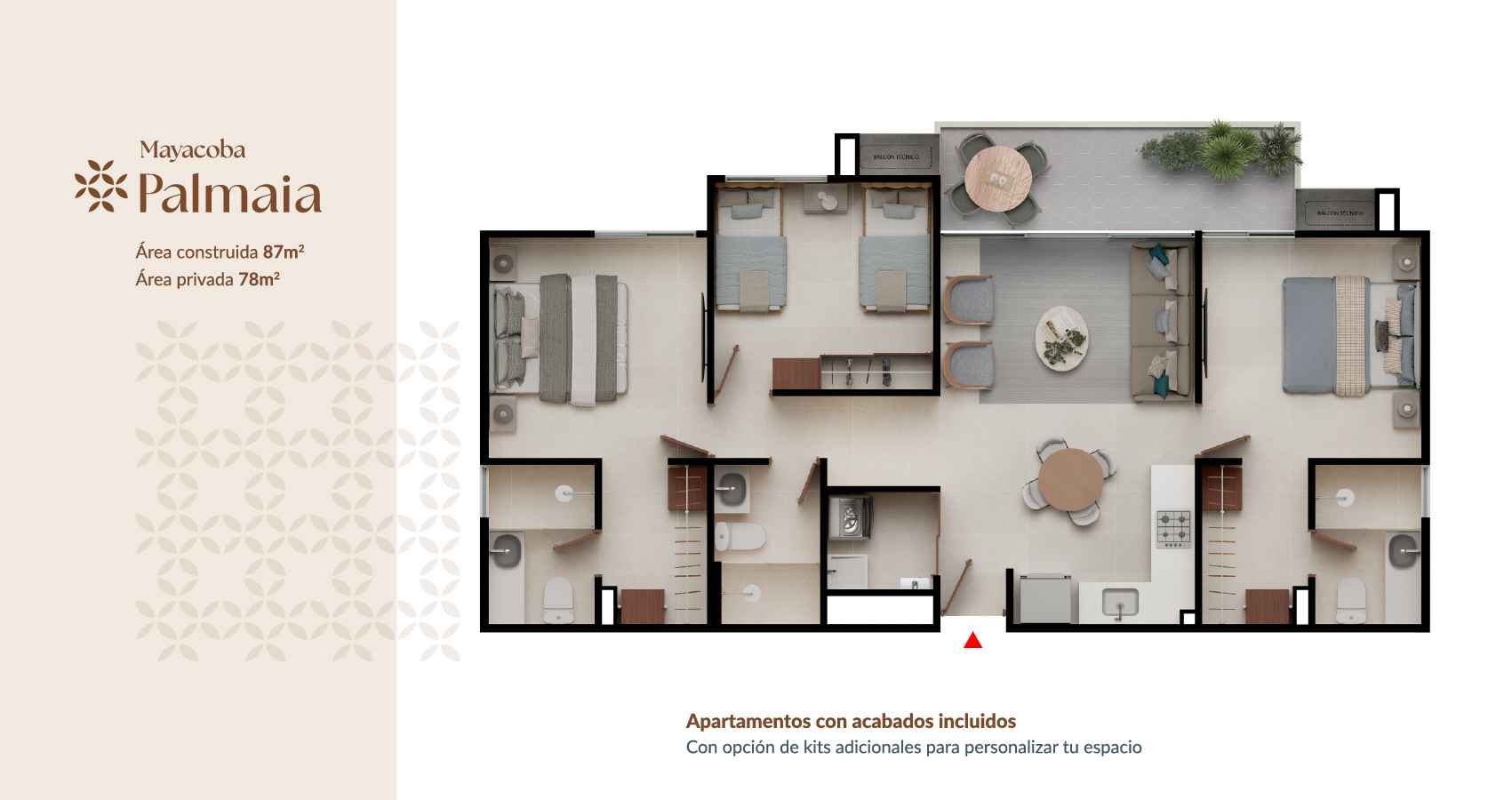 Apartamento tipo 87 del proyecto Palmaia
