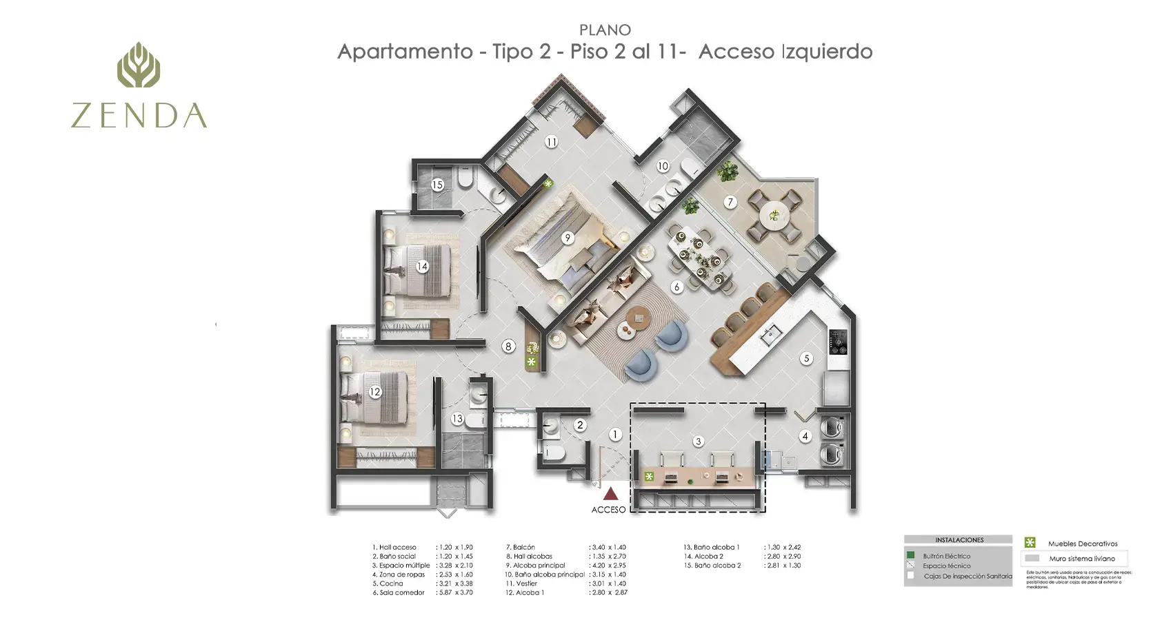 Apartamento tipo T2 Proyecto Zenda - Estudio