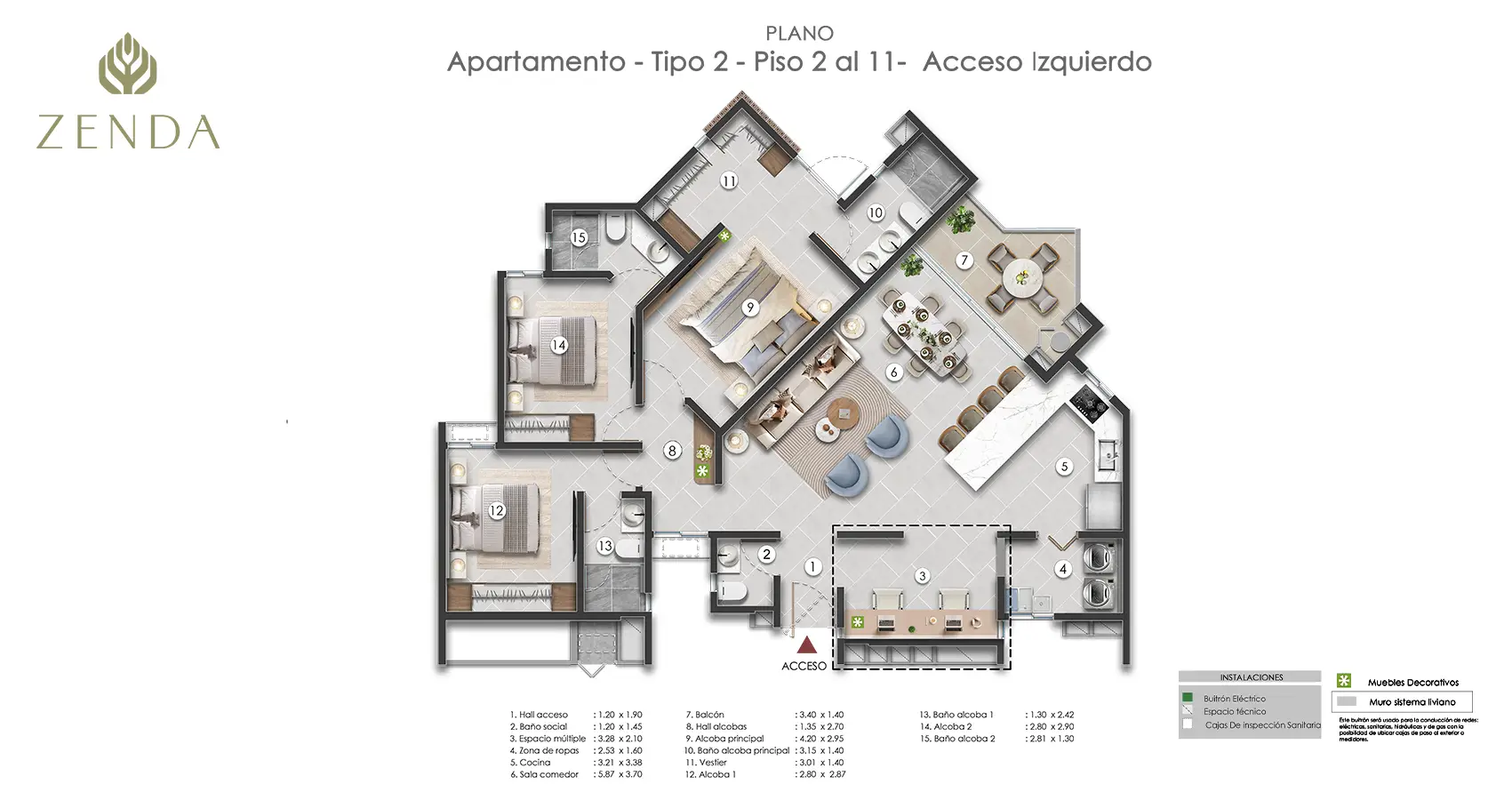 Apartamento tipo T2 Proyecto Zenda - Estudio