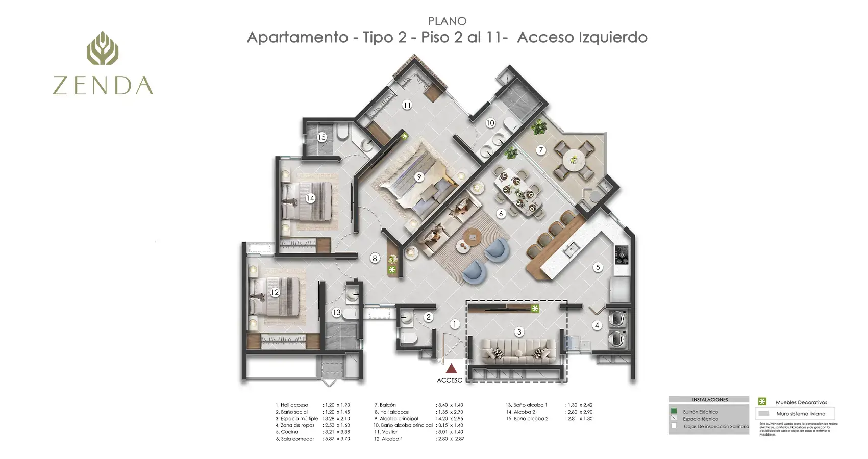 Apartamento tipo T2 Proyecto Zenda - Sala tv