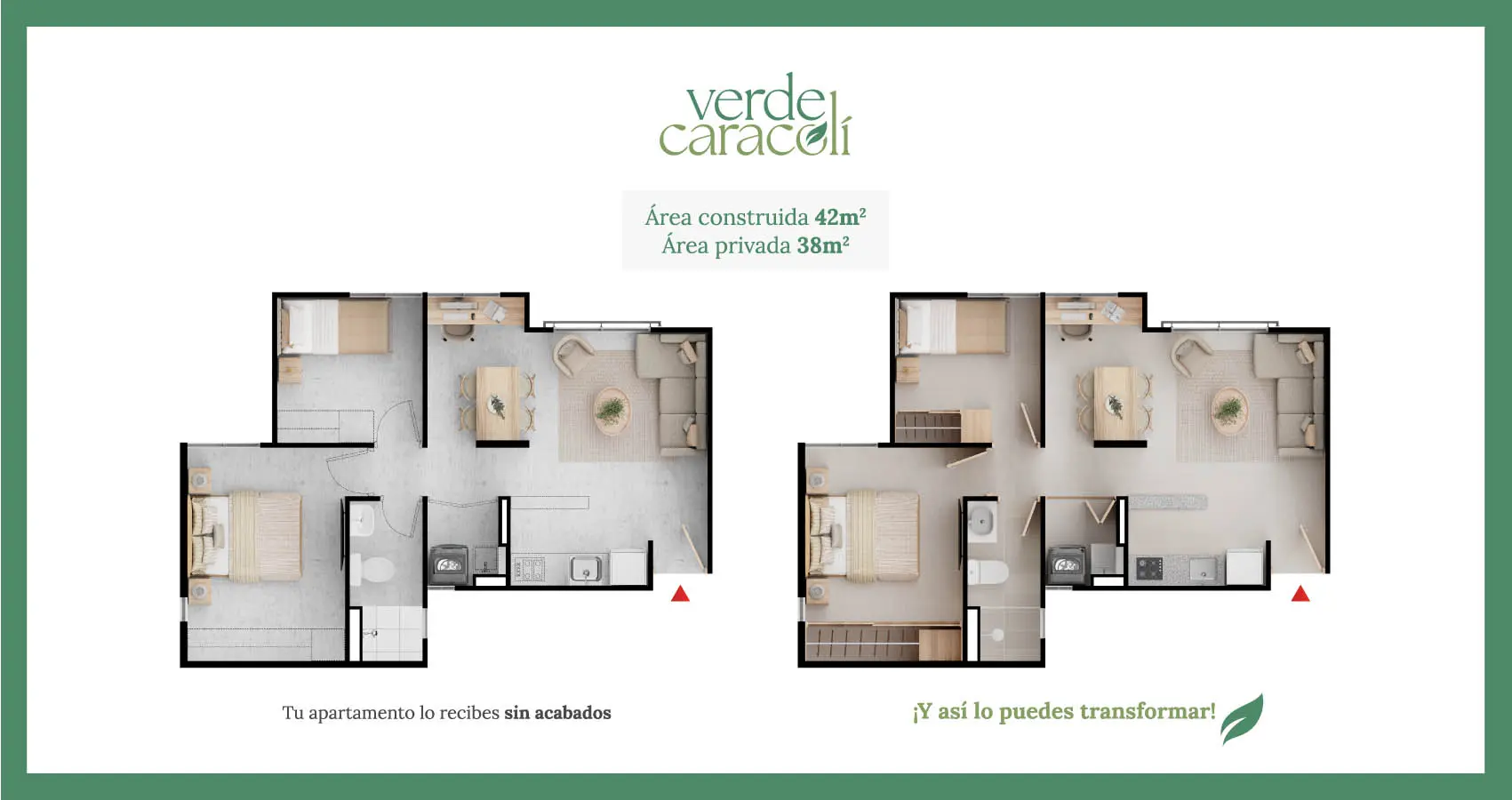 Apto tipo del proyecto Verde Caracolí
