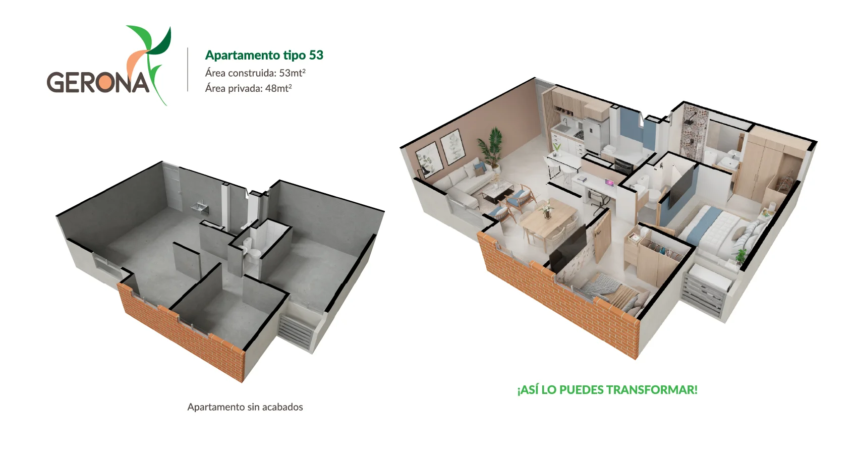 Apartamento tipo 53 del proyecto Gerona