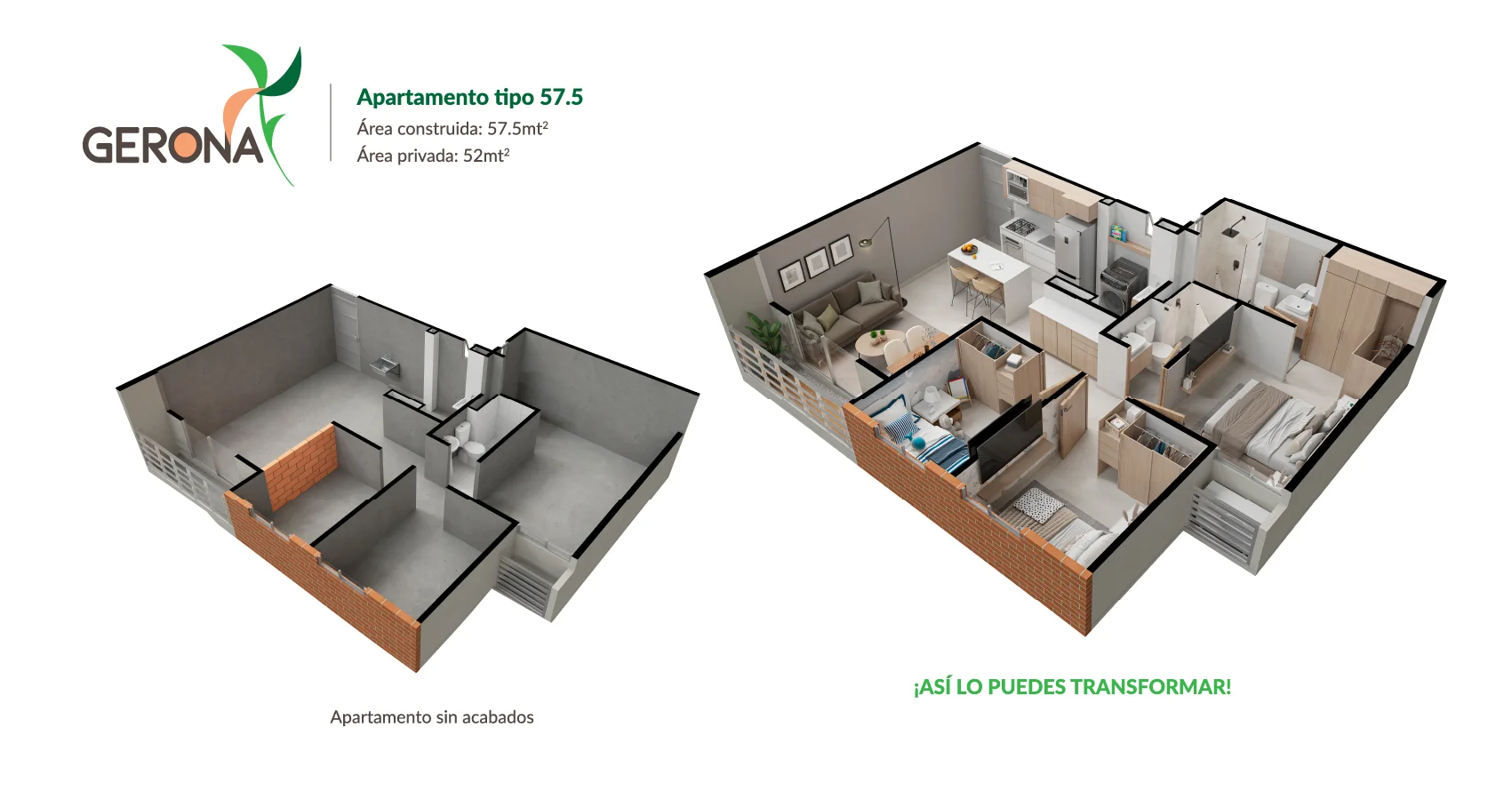 Apartamento tipo 57 del proyecto Gerona