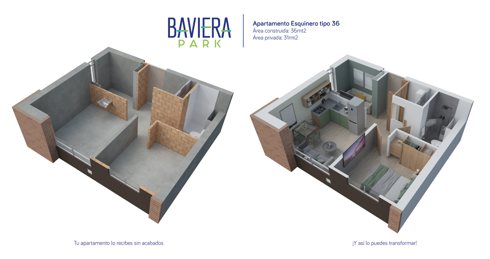 apartamentos en venta bogota norte, apto tipo 36 baviera park 